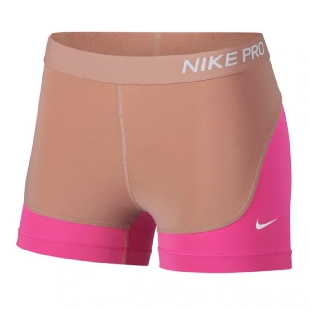 Nike Pro 3” training  Women's Athletic Shorts in Pink and Tan color size small